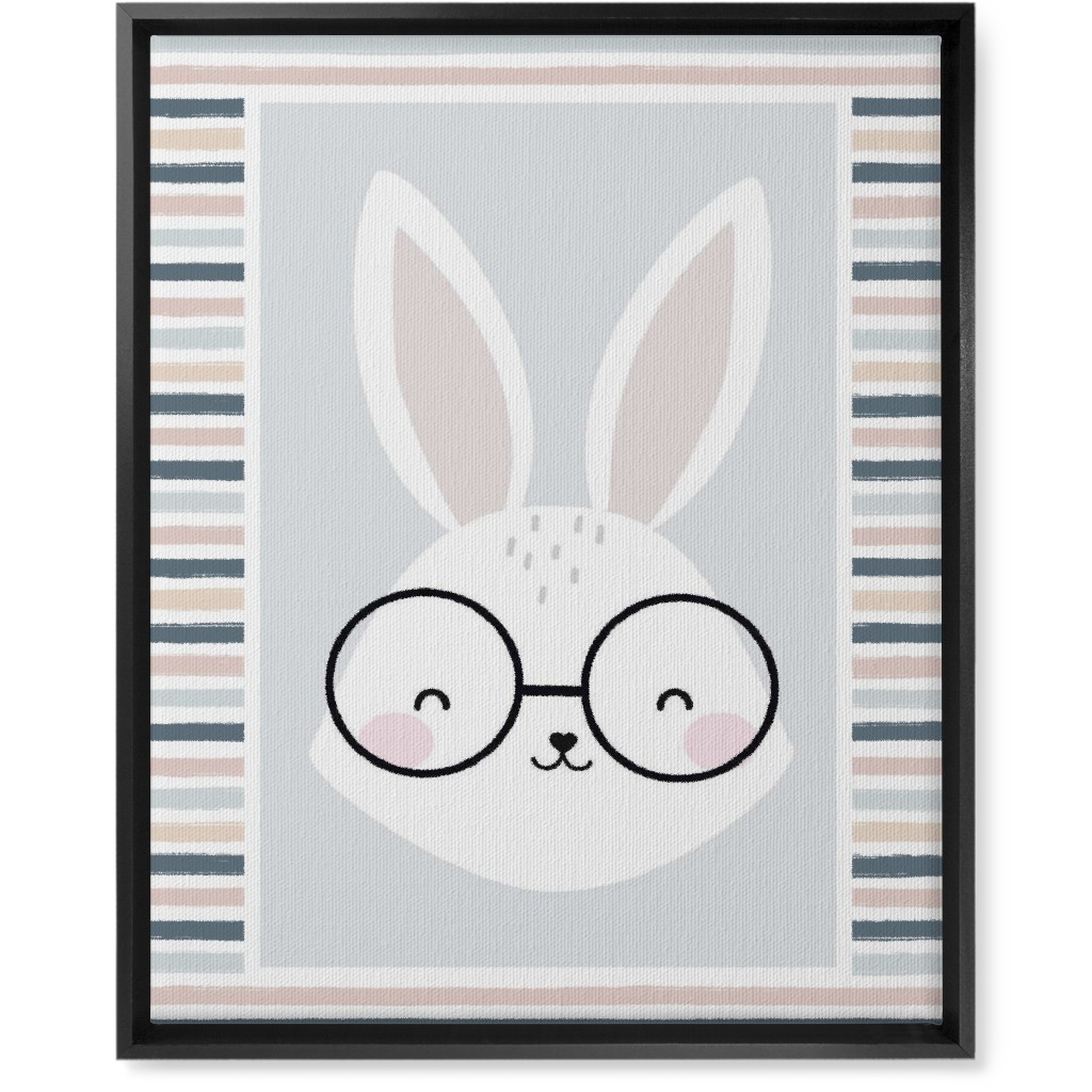 Spring Baby Boy Bunny - Neutral Soft Palette Wall Art, Black, Single piece, Canvas, 16x20, Blue