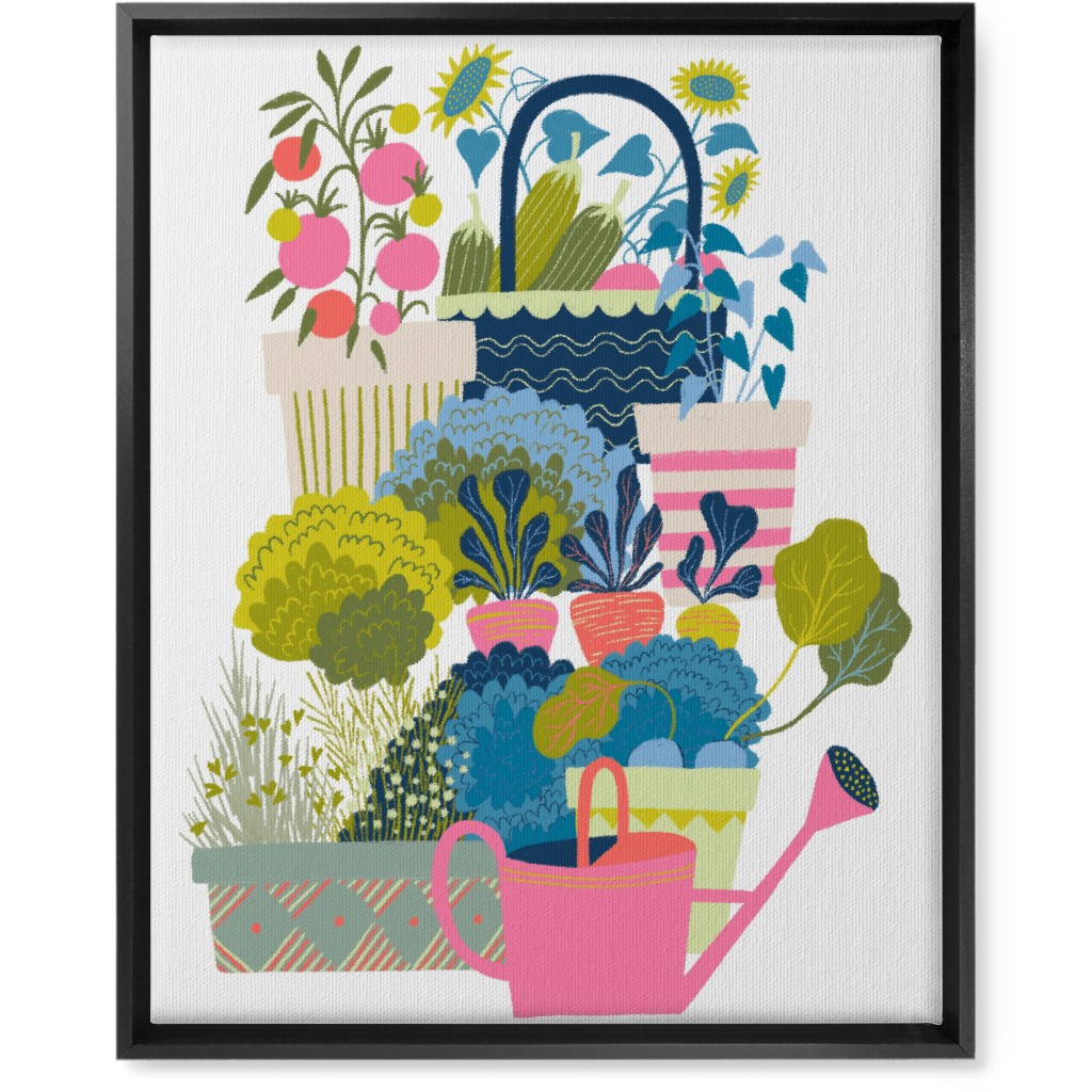 Growing Herbs and Flower Gardens - Multi Wall Art, Black, Single piece, Canvas, 16x20, Multicolor