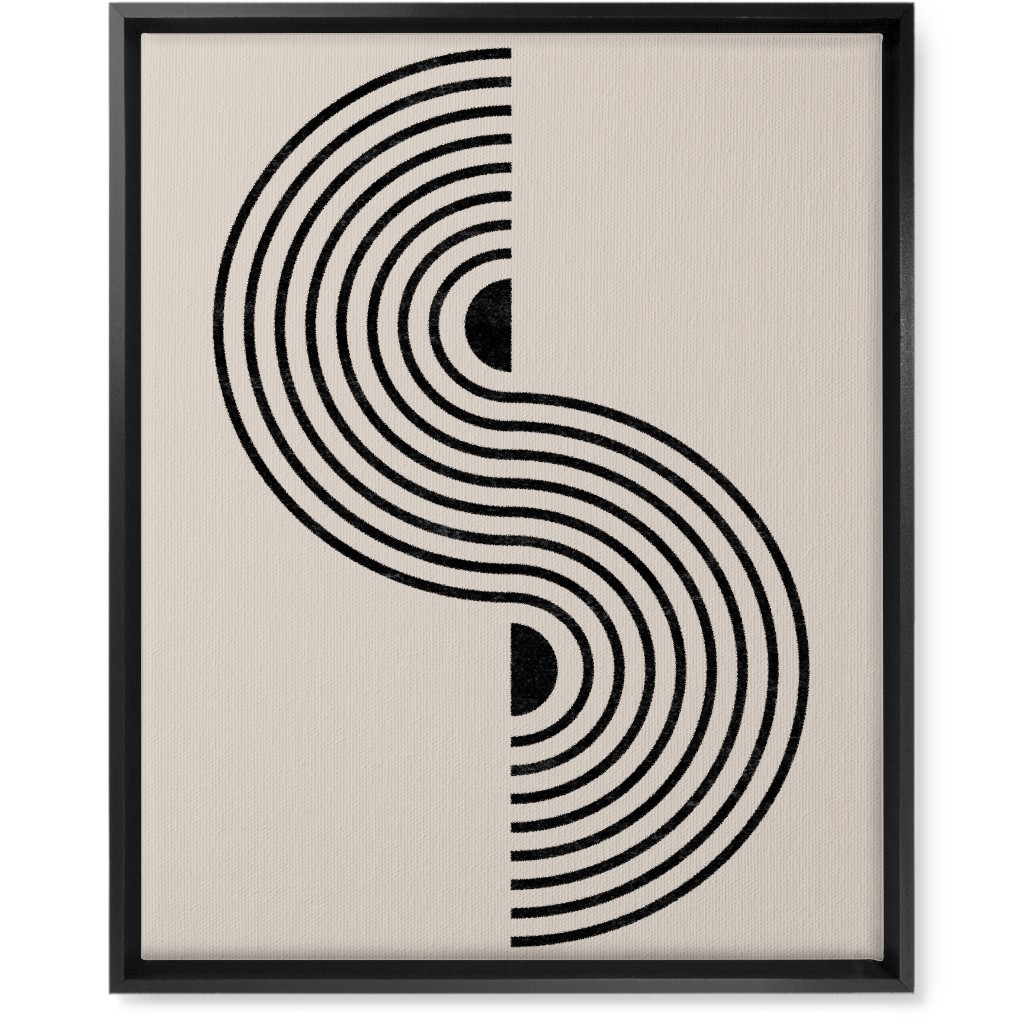 Minimal Geometric Lines - Neutral Wall Art, Black, Single piece, Canvas, 16x20, Beige, Pearl