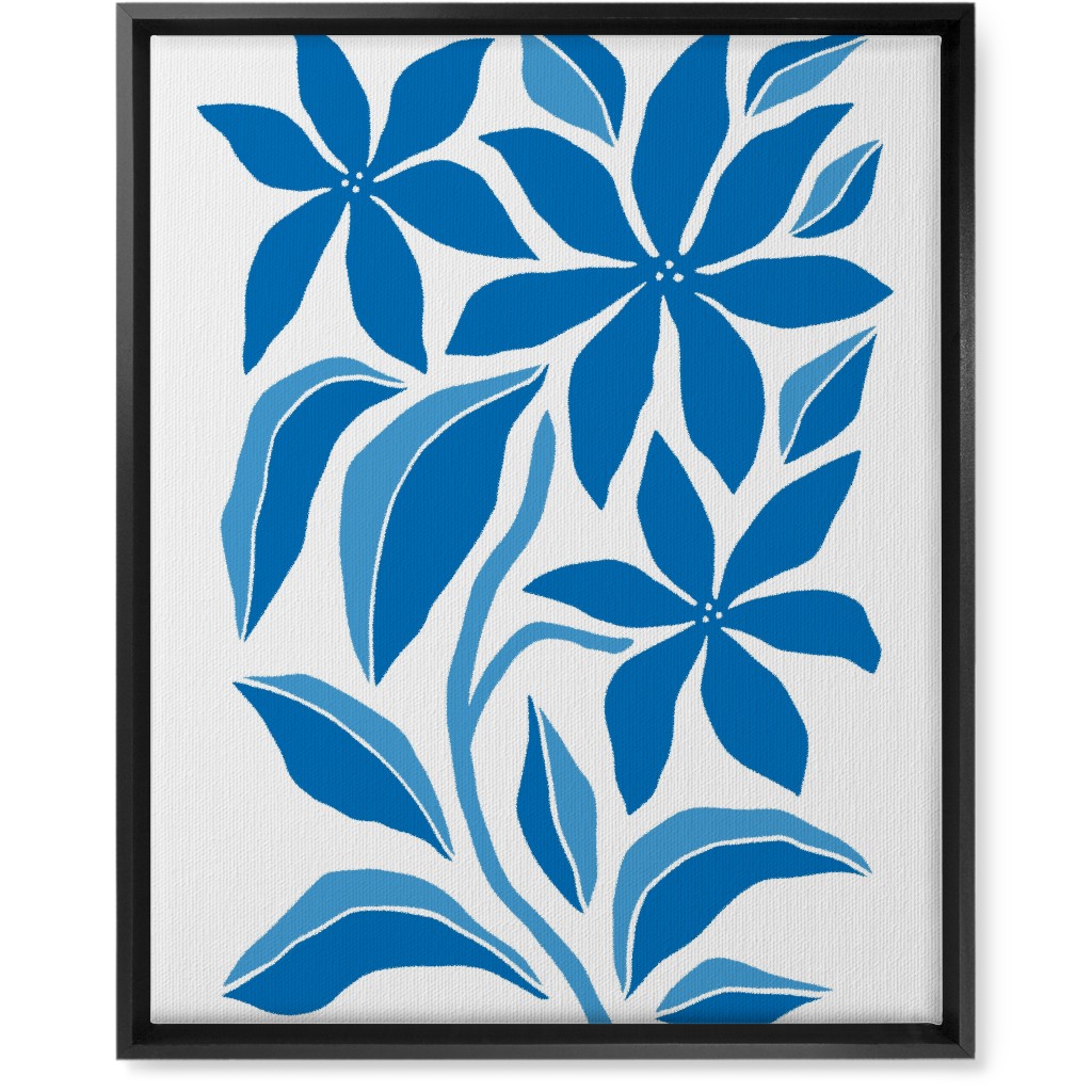 Minimalist Block Botanical Floral - Blue Wall Art, Black, Single piece, Canvas, 16x20, Blue