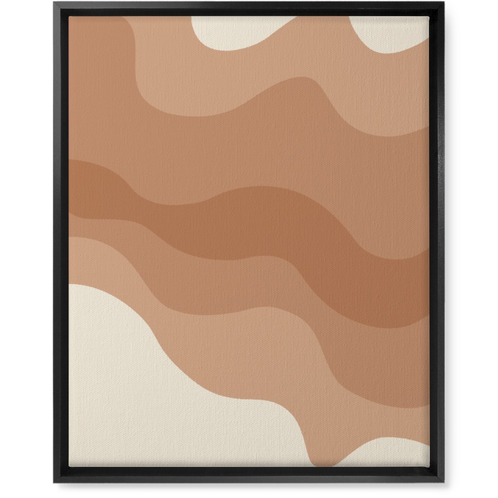 Retro Abstract Waves Wall Art, Black, Single piece, Canvas, 16x20, Orange