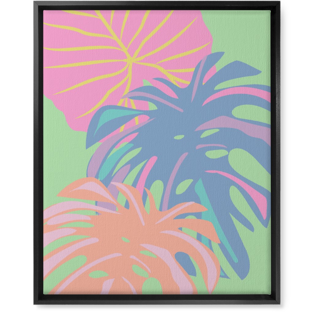Bold Tropical Leaves - Multi Wall Art, Black, Single piece, Canvas, 16x20, Multicolor