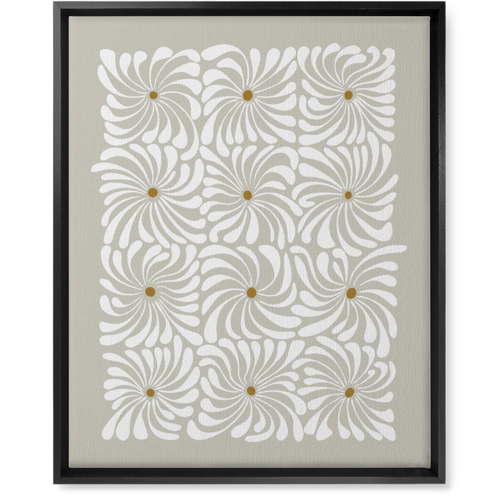 Mod Daisy Grid Wall Art, Black, Single piece, Canvas, 16x20, Gray