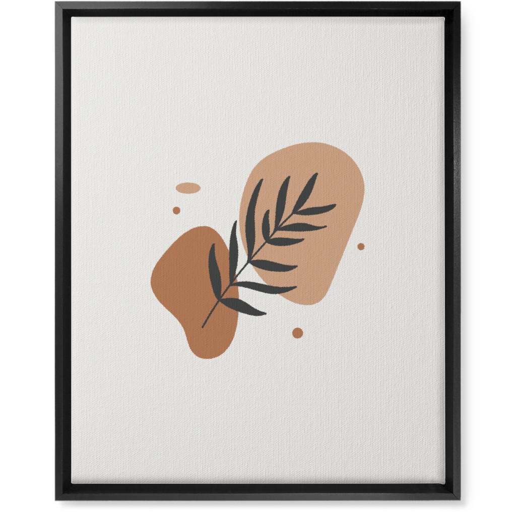 Shapes and Fern Leaf Wall Art, Black, Single piece, Canvas, 16x20, Orange, Pueblo
