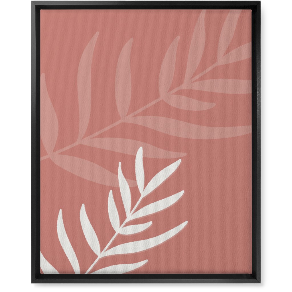 Fern Leaves in Neutral Earth Tones Wall Art, Black, Single piece, Canvas, 16x20, Pink, Faded Rose