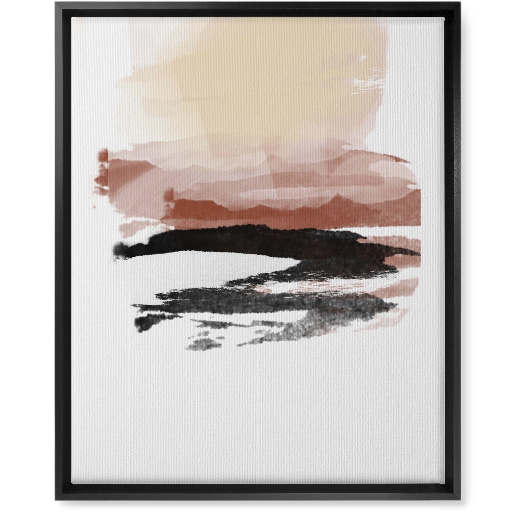 Abstract Sunset - Multi Wall Art, Black, Single piece, Canvas, 16x20, Pink
