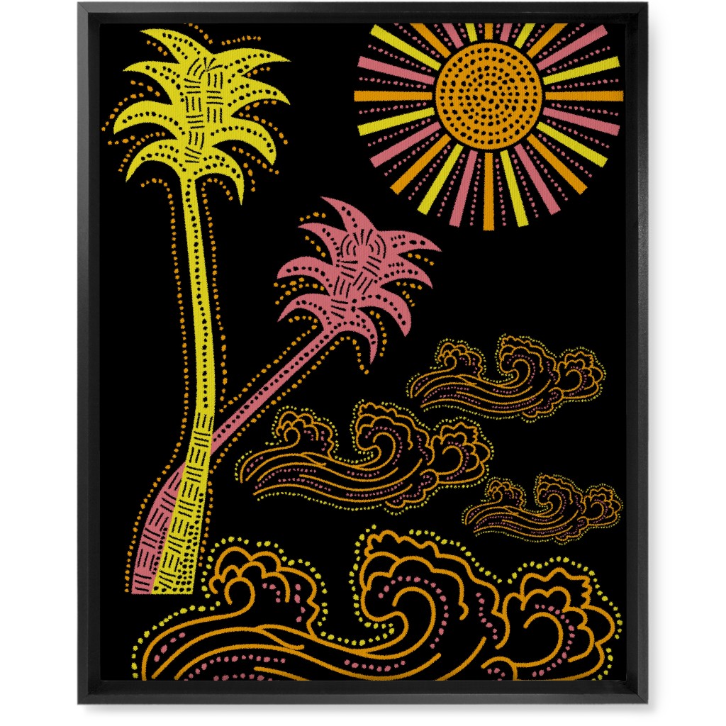 Optimistic Sunny Tropical Summer Art Wall Art, Black, Single piece, Canvas, 16x20, Multicolor, Black