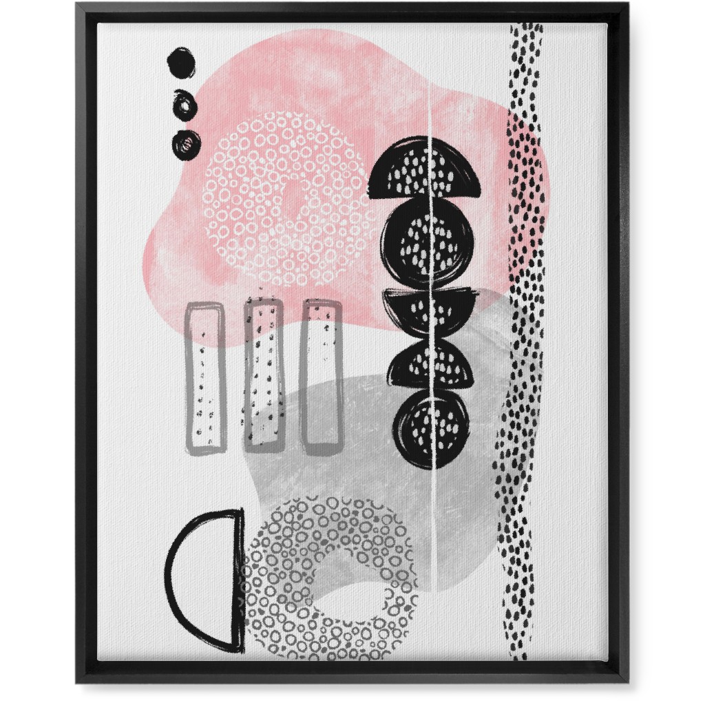 Feminene Abstract - Gray and Pink Wall Art, Black, Single piece, Canvas, 16x20, Pink, Bright Pink