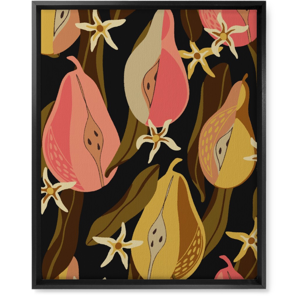 Minimal Pears Portrait - Multi Wall Art, Black, Single piece, Canvas, 16x20, Pink