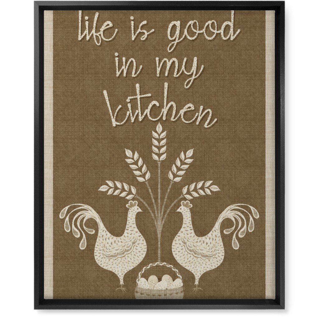 in My Kitchen Vintage Chickens - Brown Wall Art, Black, Single piece, Canvas, 16x20, Brown