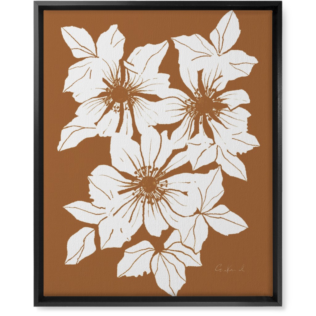 Botanical Big Anemones Wall Art, Black, Single piece, Canvas, 16x20, Orange, Earth