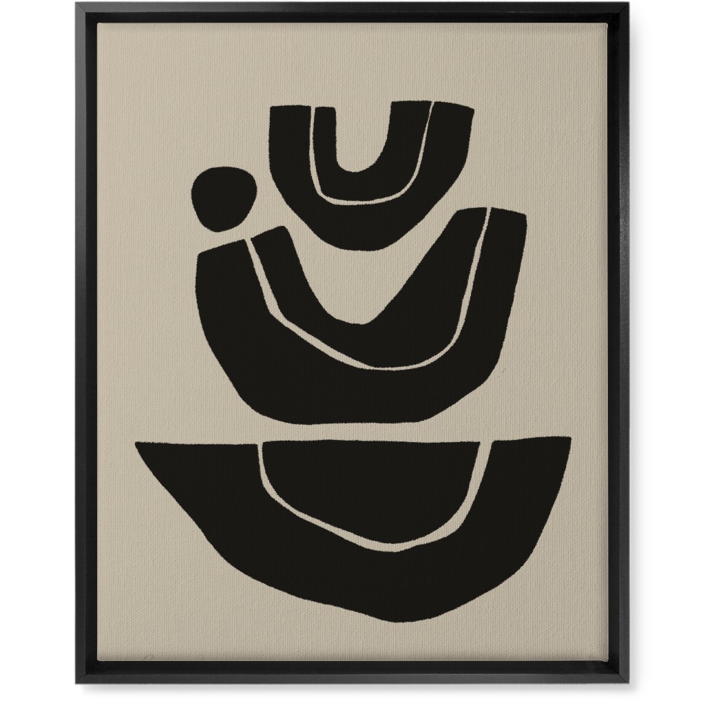 Geometric Abstract Stack Iii Wall Art, Black, Single piece, Canvas, 16x20, Black, Charcoal