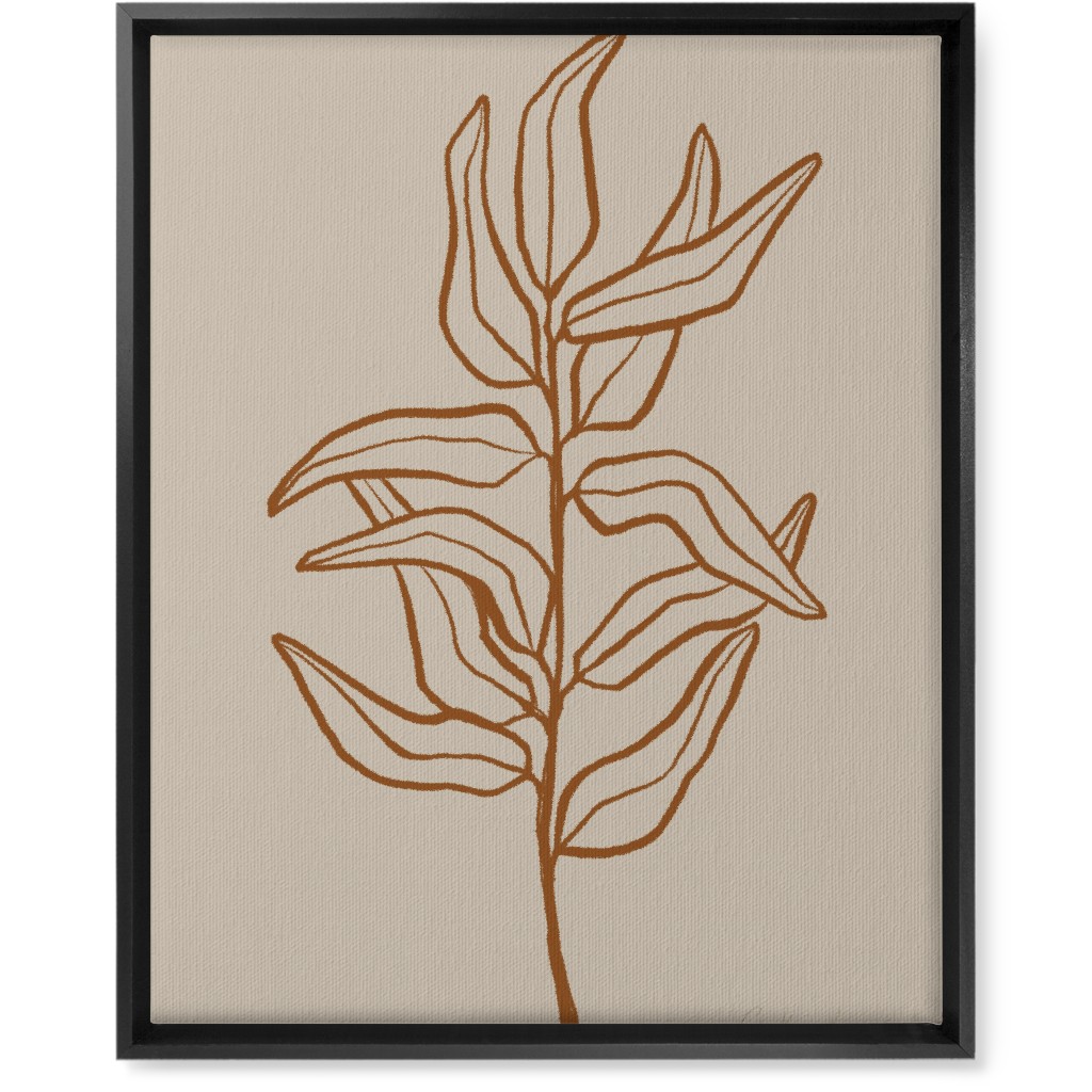 Botanical Eucalyptus Branch Wall Art, Black, Single piece, Canvas, 16x20, Beige