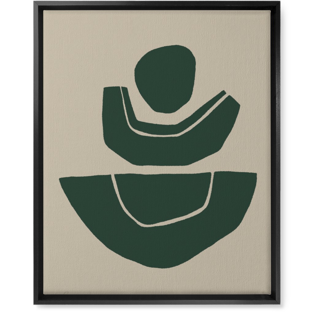 Geometric Abstract Stack Ii Wall Art, Black, Single piece, Canvas, 16x20, Green