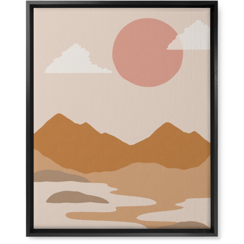 Abstract Mountain Landscape - Neutral Wall Art, Black, Single piece, Canvas, 16x20, Orange, Orange