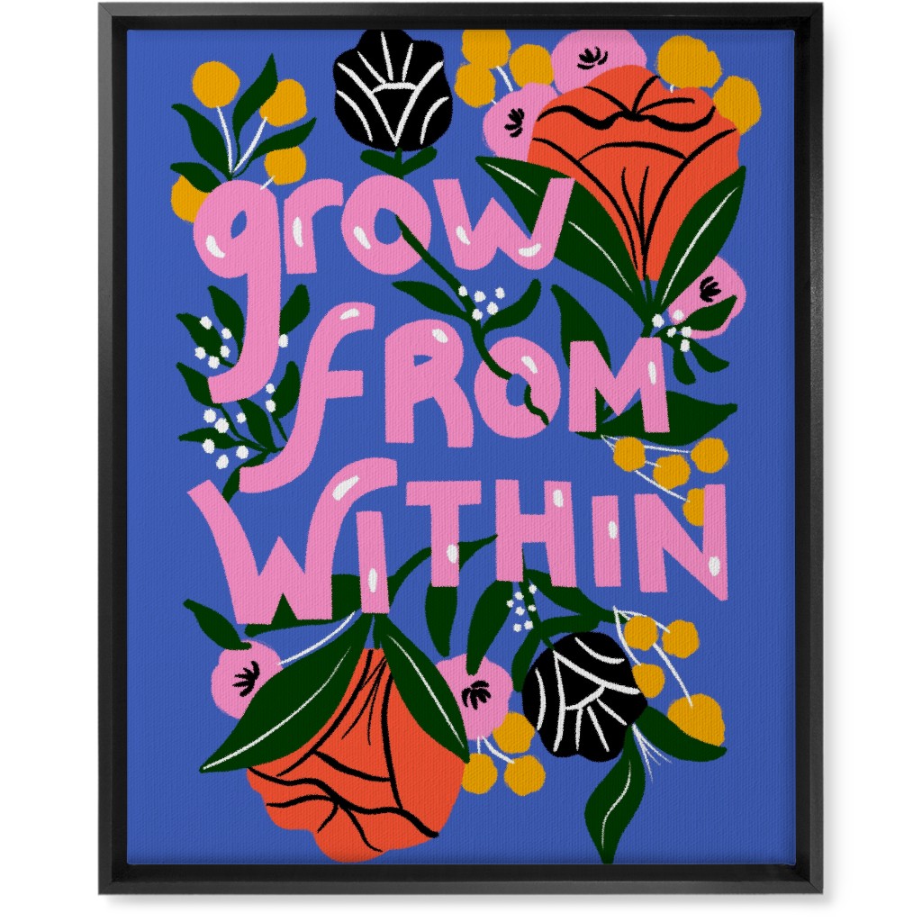 Grow From Within - Multi on Blue Wall Art, Black, Single piece, Canvas, 16x20, Blue, True Blue