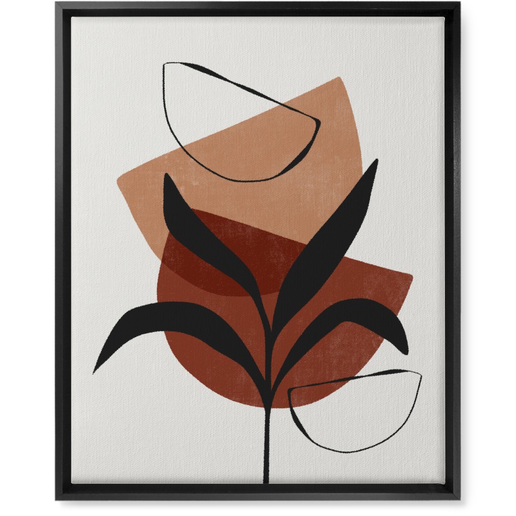 Abstract Leaf Silhouette - Terracotta and Ivory Wall Art, Black, Single piece, Canvas, 16x20, Brown, Brown