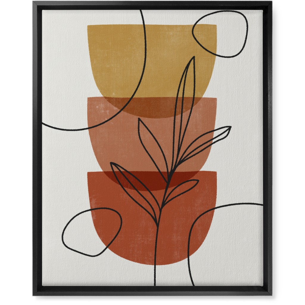Abstract Leaf Stack - Terracotta and Ivory Wall Art, Black, Single piece, Canvas, 16x20, Brown, Brown