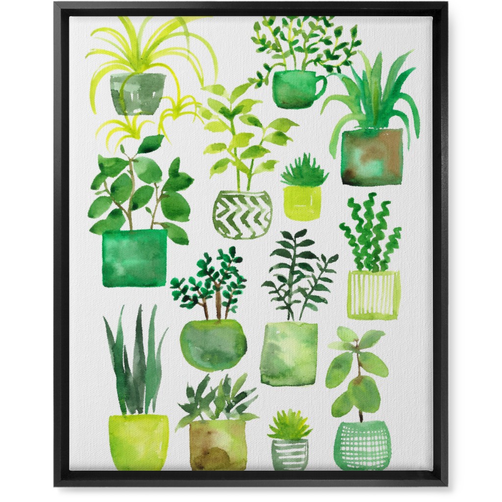 House Plants - Green Wall Art, Black, Single piece, Canvas, 16x20, Green, Classic Green