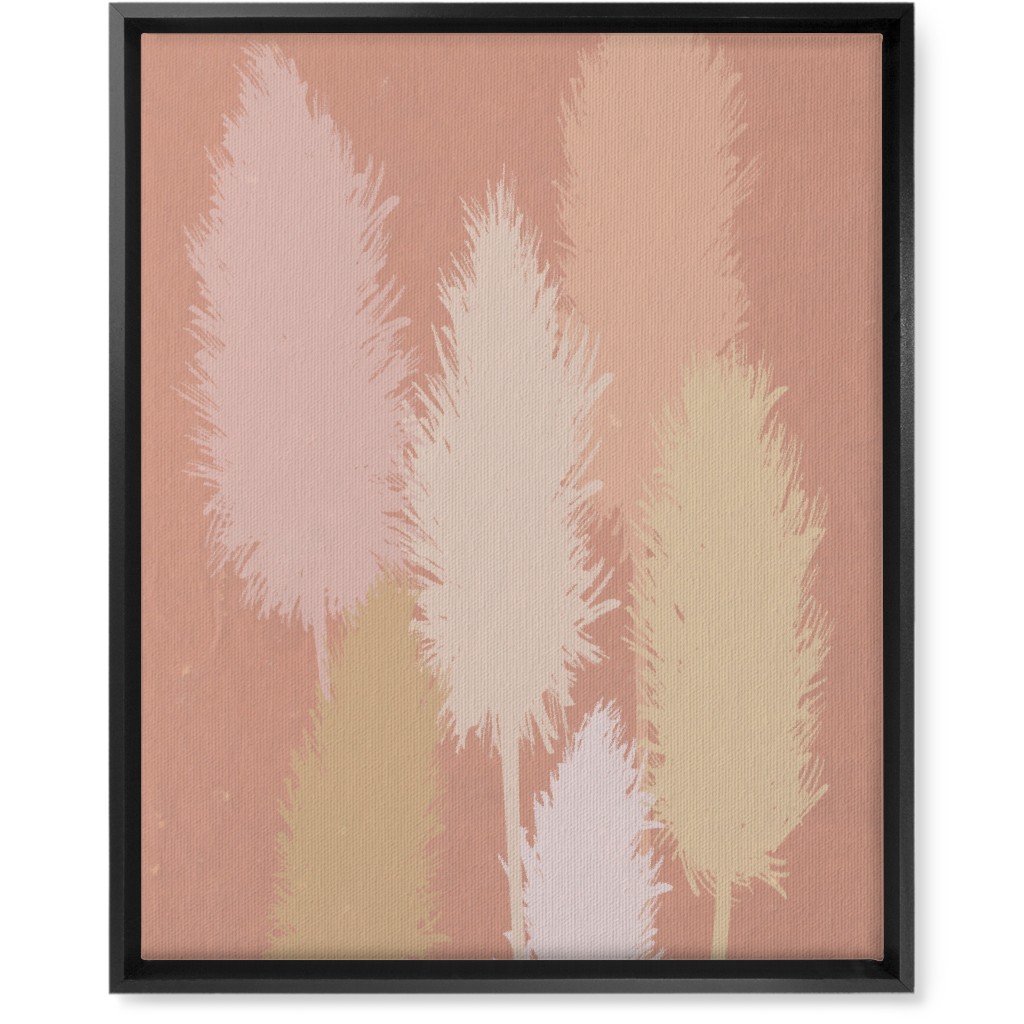 Pampas Grass - Pink Wall Art, Black, Single piece, Canvas, 16x20, Pink, Bright Pink