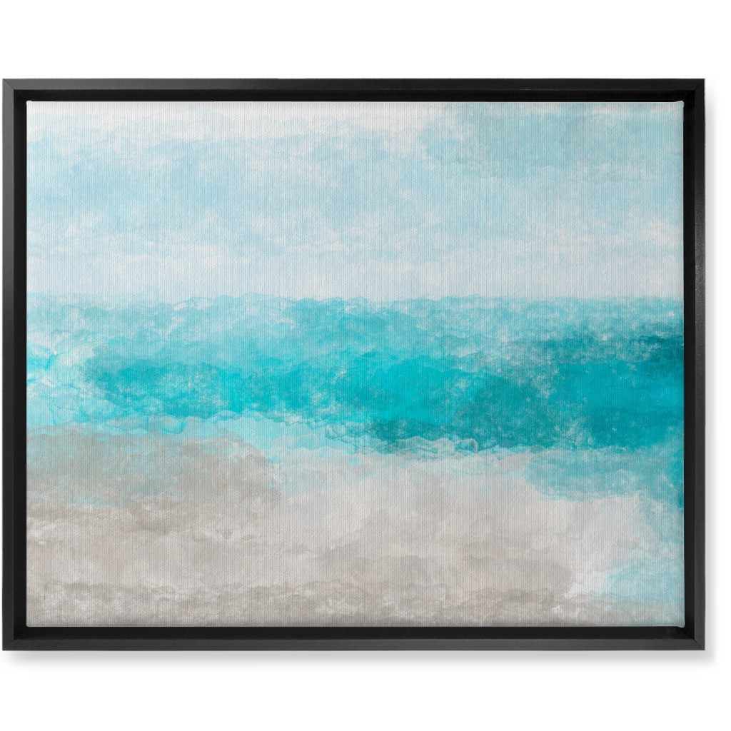 Beach Painting - Blue and Tan Wall Art, Black, Single piece, Canvas, 16x20, Blue