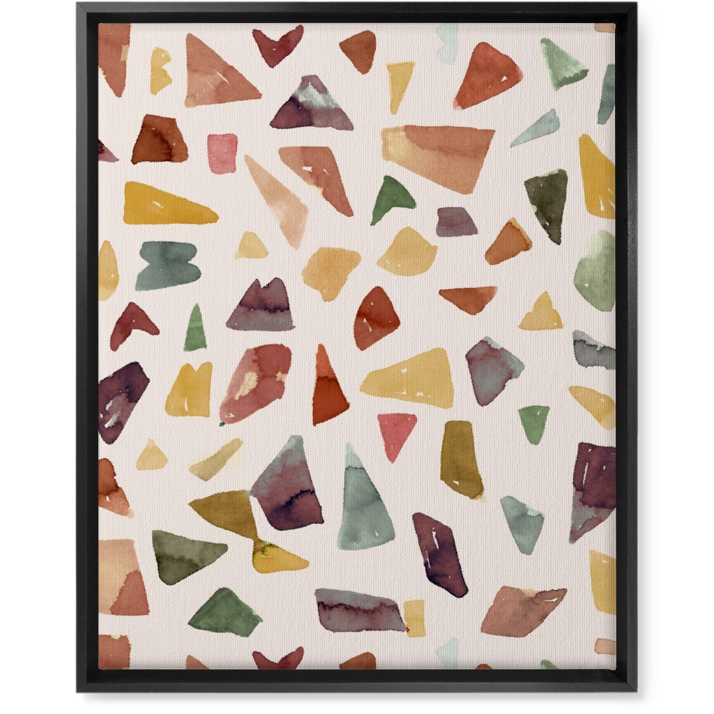 Watercolor Terrazzo - Neutral Wall Art, Black, Single piece, Canvas, 16x20, Beige
