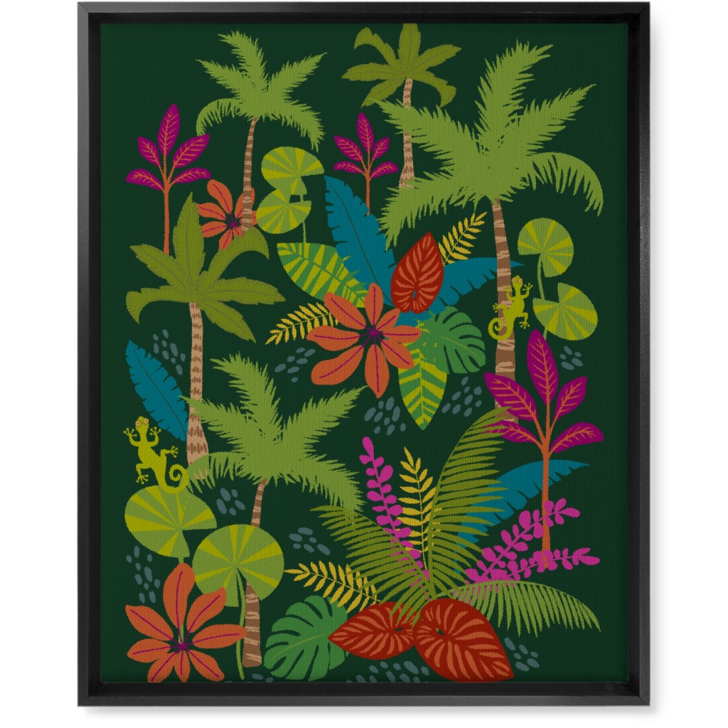 Night in the Tropics - Green Wall Art, Black, Single piece, Canvas, 16x20, Green, Classic Green