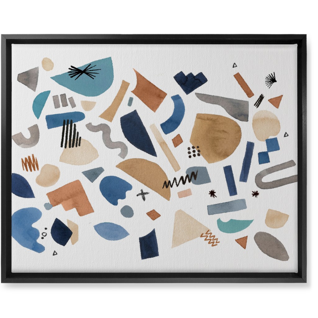 Geometric Abstract Pieces - Blue Wall Art, Black, Single piece, Canvas, 16x20, Multicolor