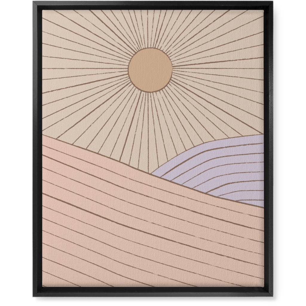 Sun in the Landscape - Pink Wall Art, Black, Single piece, Canvas, 16x20, Pink