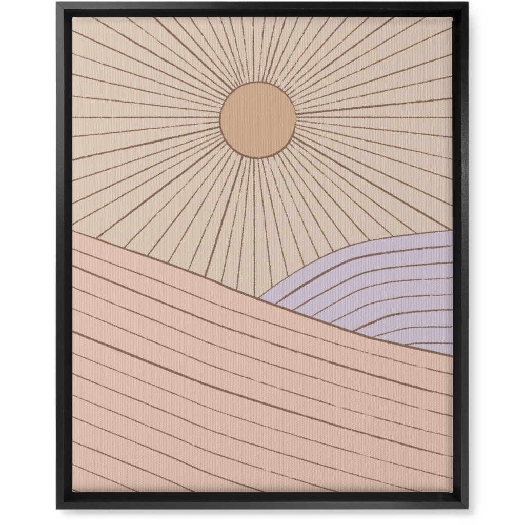 Sun in the Landscape - Pink Wall Art, Black, Single piece, Canvas, 16x20, Pink, Bright Pink