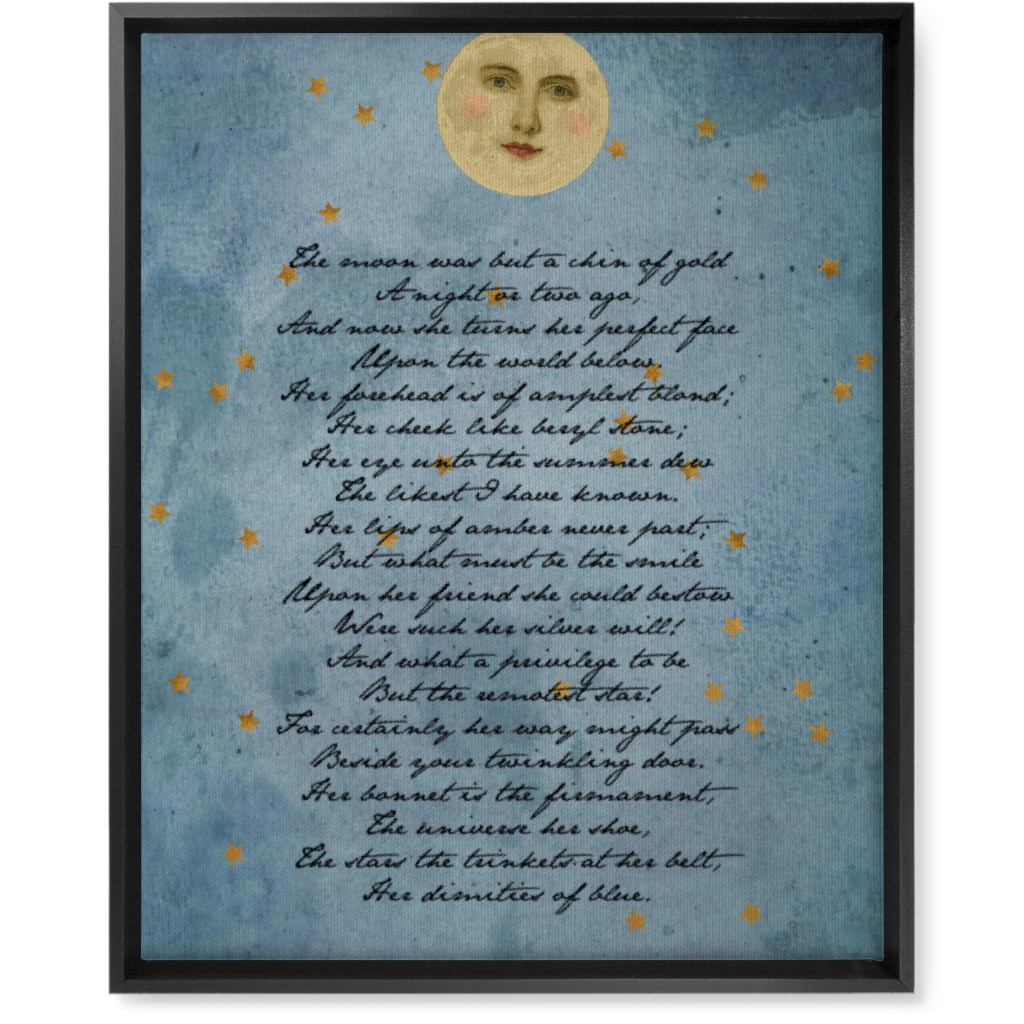 the Moon - Blue Wall Art, Black, Single piece, Canvas, 16x20, Blue, True Blue