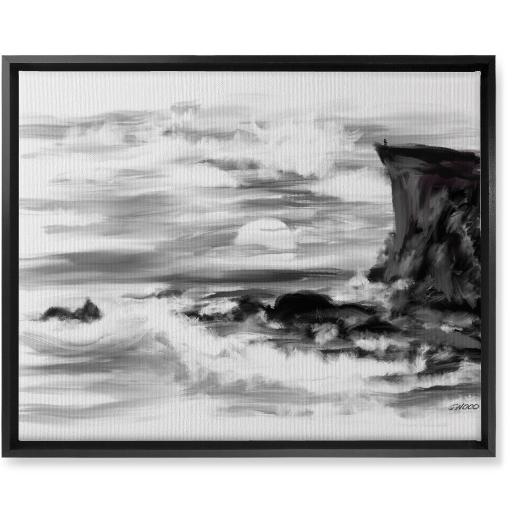 Abrupt - Black and White Wall Art, Black, Single piece, Canvas, 16x20, Black