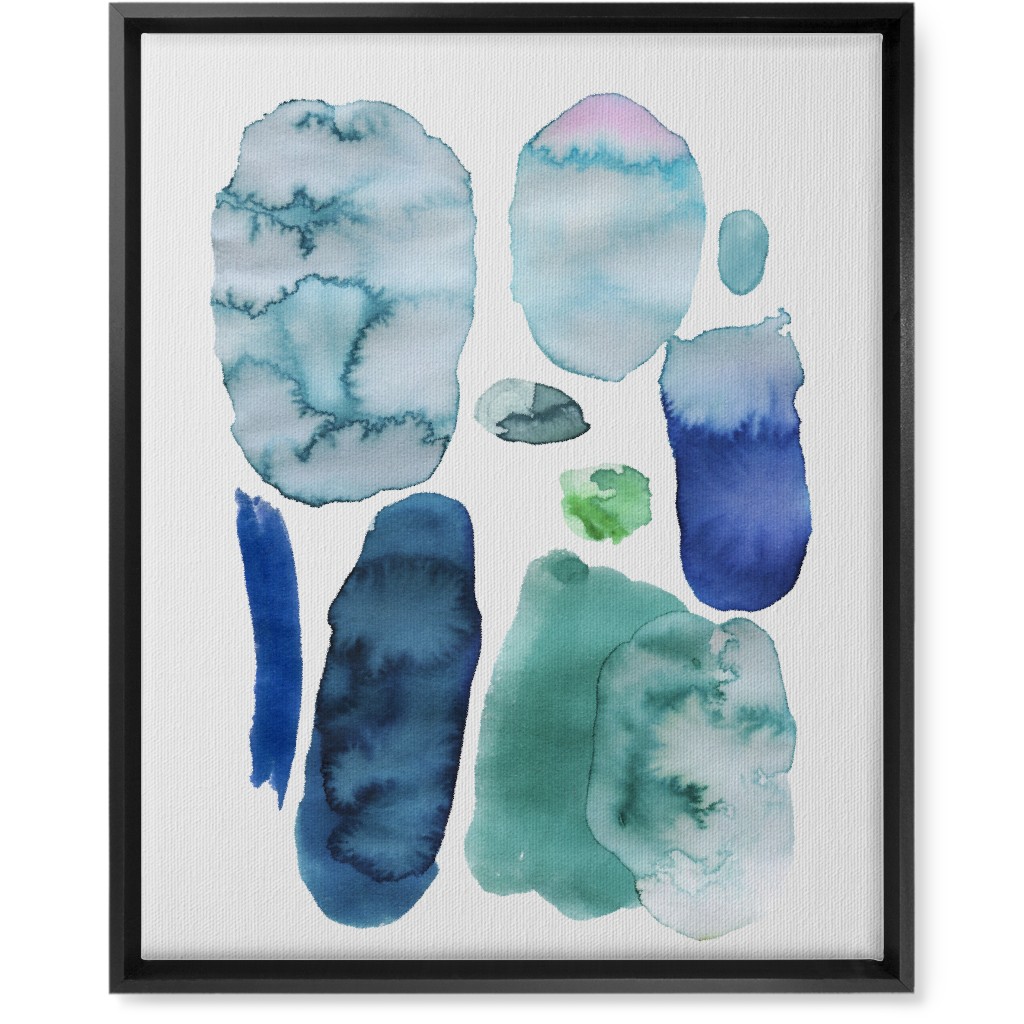 Watercolor Abstract Scandi - Blue and Green Wall Art, Black, Single piece, Canvas, 16x20, Blue, True Blue