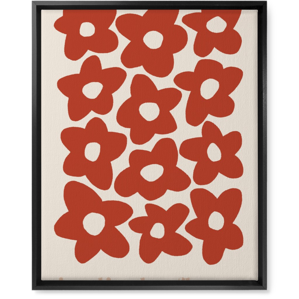 Botanical Graphic Retro Flower Garden Wall Art, Black, Single piece, Canvas, 16x20, Red