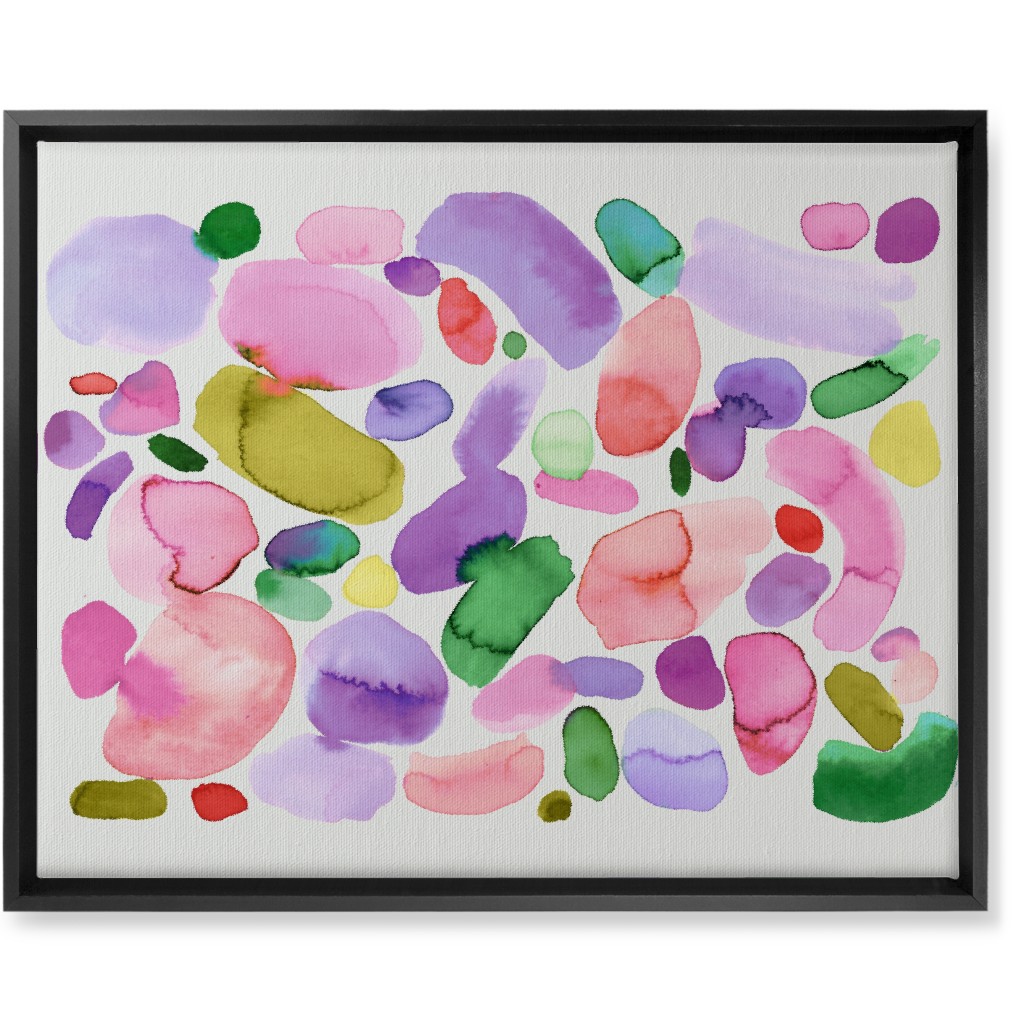 Summer Joy Watercolor Abstract - Pink Wall Art, Black, Single piece, Canvas, 16x20, Multicolor