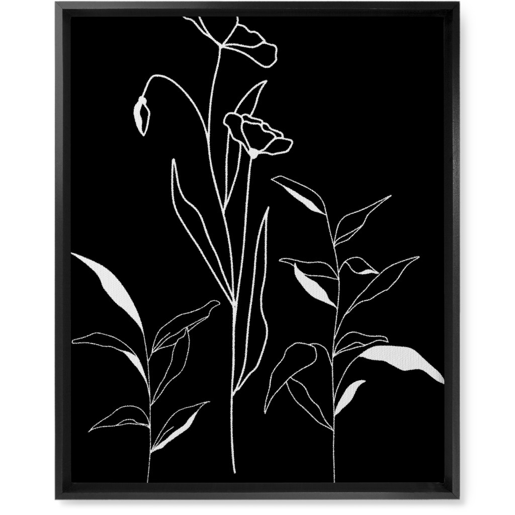 Meadow Botanical - Black and White Wall Art, Black, Single piece, Canvas, 16x20, Black, Black