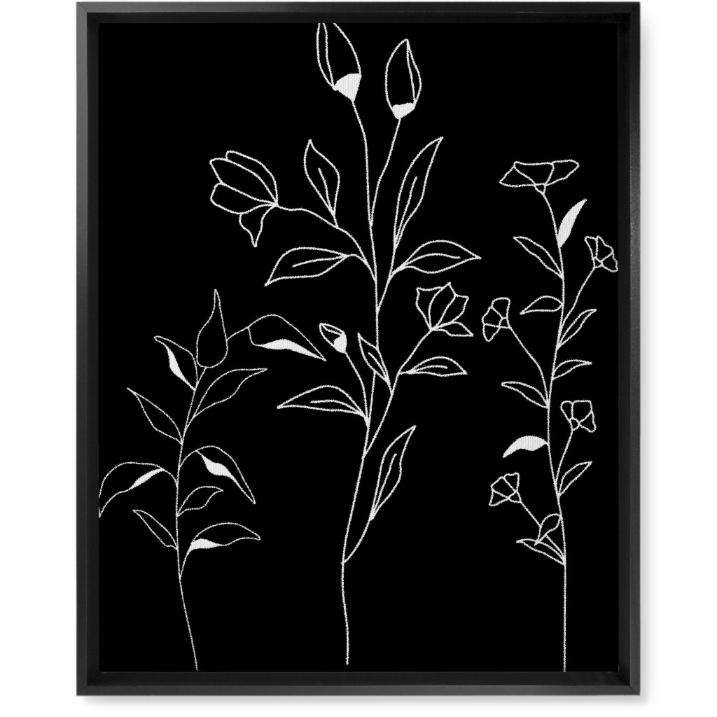 Wildflower Botanical - Black and White Wall Art, Black, Single piece, Canvas, 16x20, Black, Black