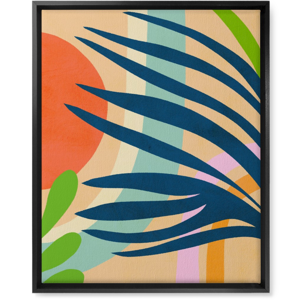 Palm, Sun and Rainbow Tropical Botanicals - Multi Wall Art, Black, Single piece, Canvas, 16x20, Multicolor