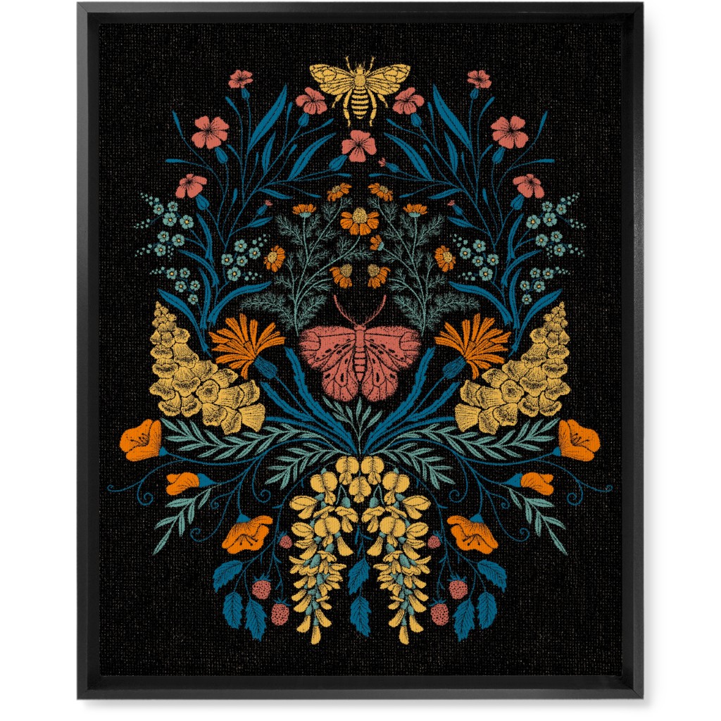 Wildflowers Wall Art, Black, Single piece, Canvas, 16x20, Multicolor, Coal