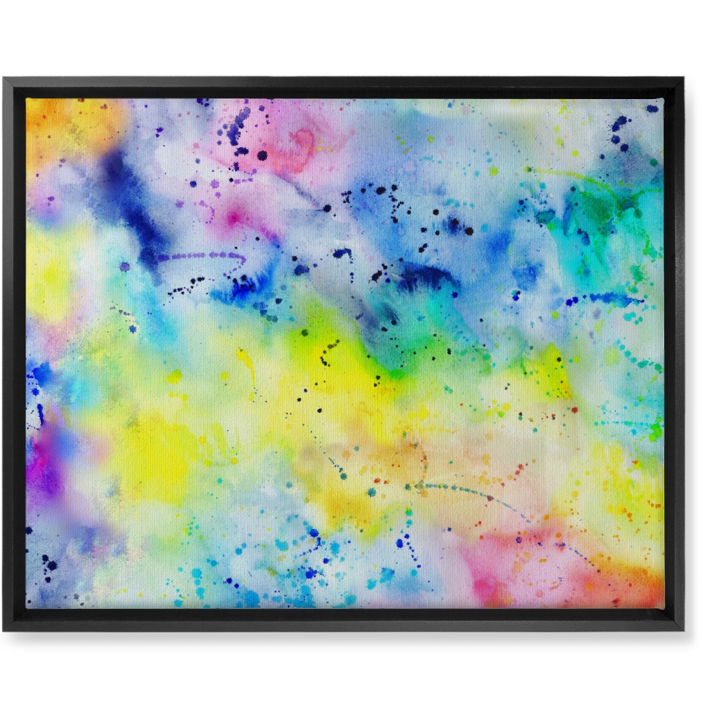 Rainbow Wash Watercolor - Multi Wall Art, Black, Single piece, Canvas, 16x20, Multicolor