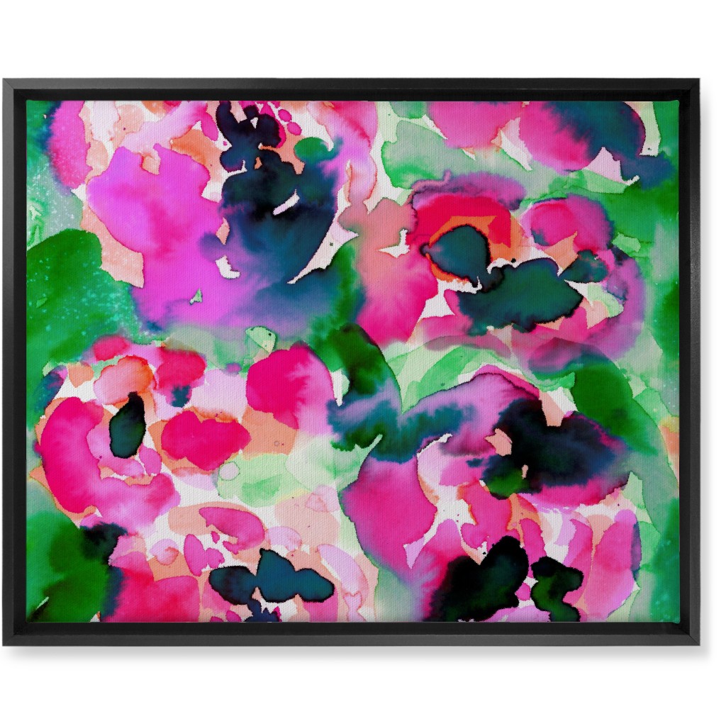 Abstract Flora Watercolor - Multi Wall Art, Black, Single piece, Canvas, 16x20, Multicolor