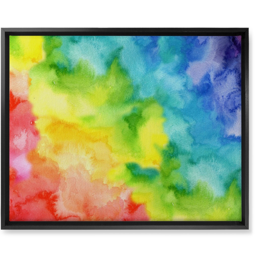 Rainbow Watercolor Wash - Multi Wall Art, Black, Single piece, Canvas, 16x20, Multicolor