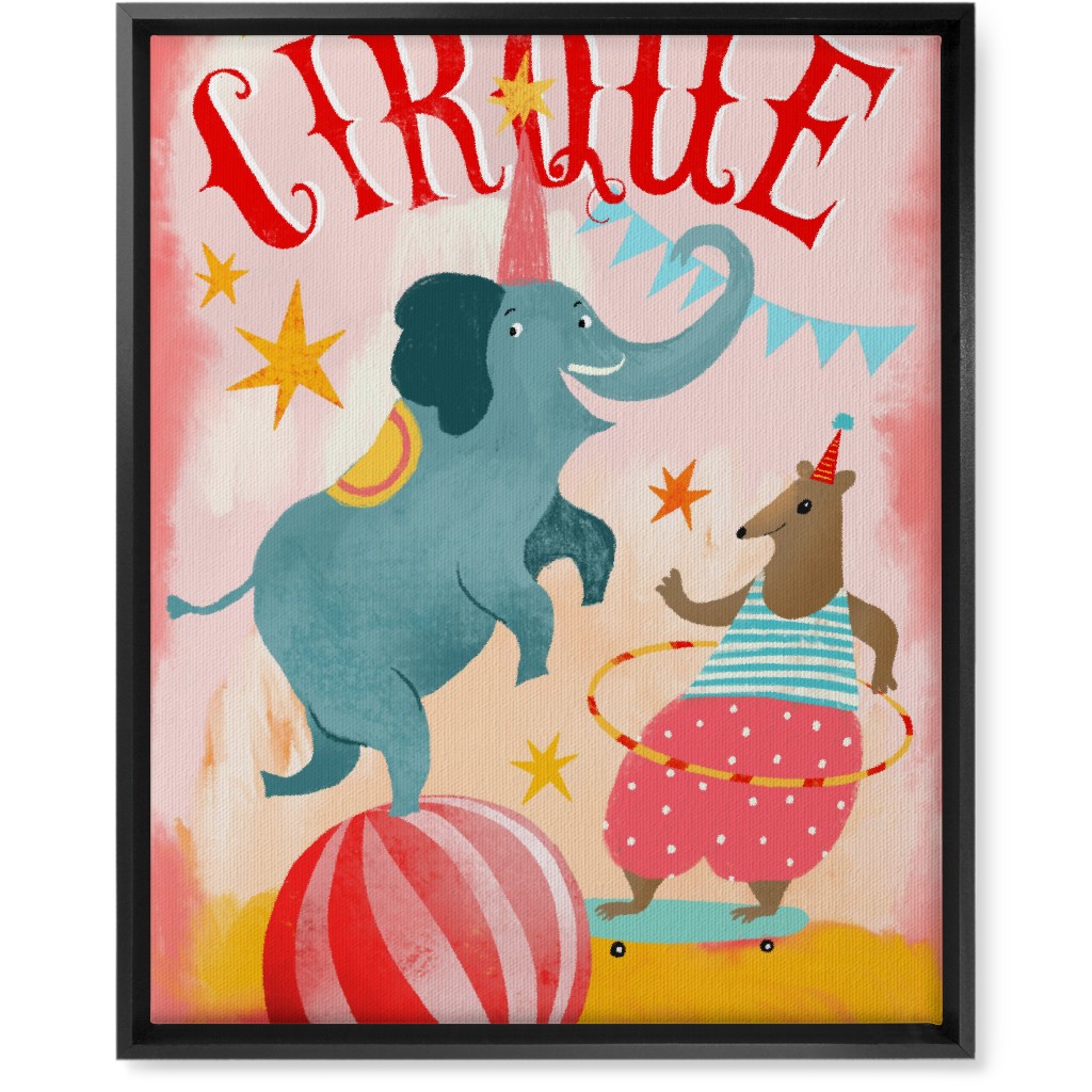 Magic Circus - Blue & Pink Wall Art, Black, Single piece, Canvas, 16x20, Multicolor