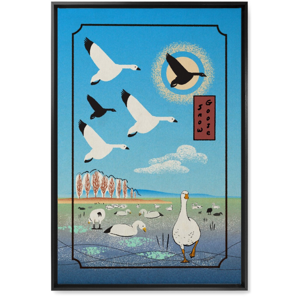 Snow Geese Wall Art, Black, Single piece, Canvas, 20x30, Blue, Blue Bonnet