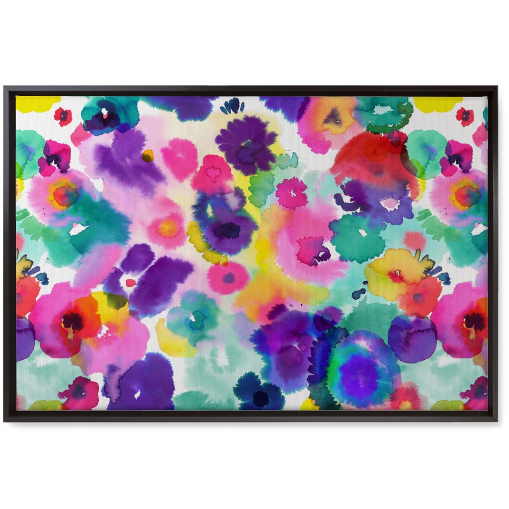 Abstract Floral Watercolor - Multi Wall Art, Black, Single piece, Canvas, 20x30, Multicolor