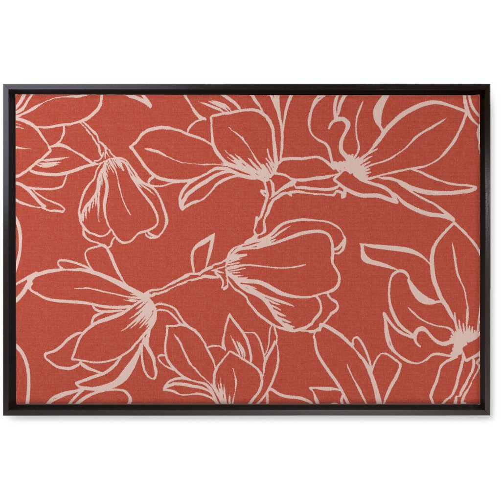 Magnolia Garden Wall Art, Black, Single piece, Canvas, 20x30, Red