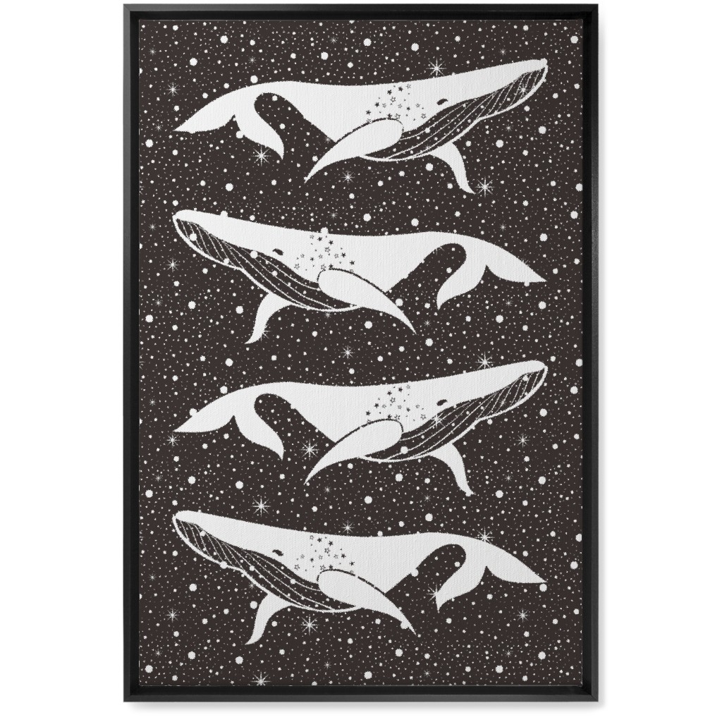 Galaxy Whales Wall Art, Black, Single piece, Canvas, 20x30, Black
