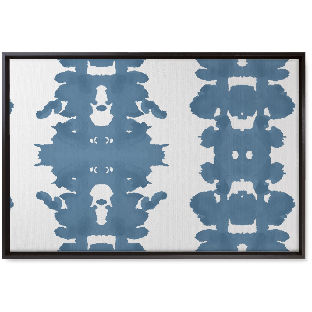 Double Inkblot - Blue Wall Art, Black, Single piece, Canvas, 20x30, Blue, True Blue