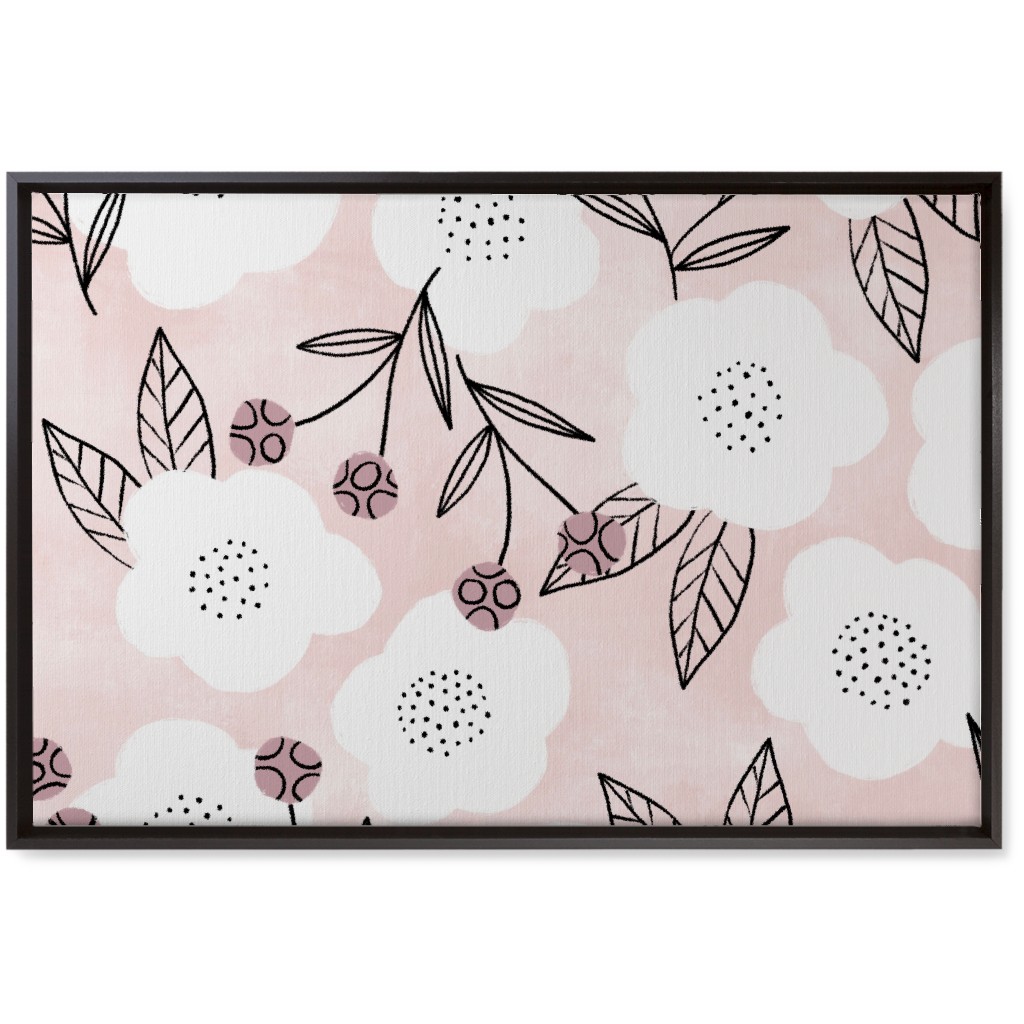 Arlene Floral - Pink Wall Art, Black, Single piece, Canvas, 20x30, Pink, Bright Pink