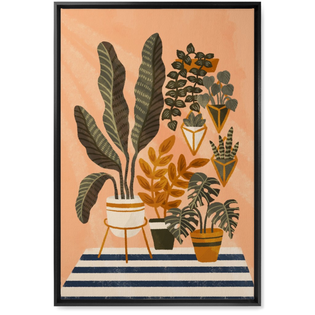 Cozy Home Jungle - Pink Wall Art, Black, Single piece, Canvas, 20x30, Pink, Bright Pink